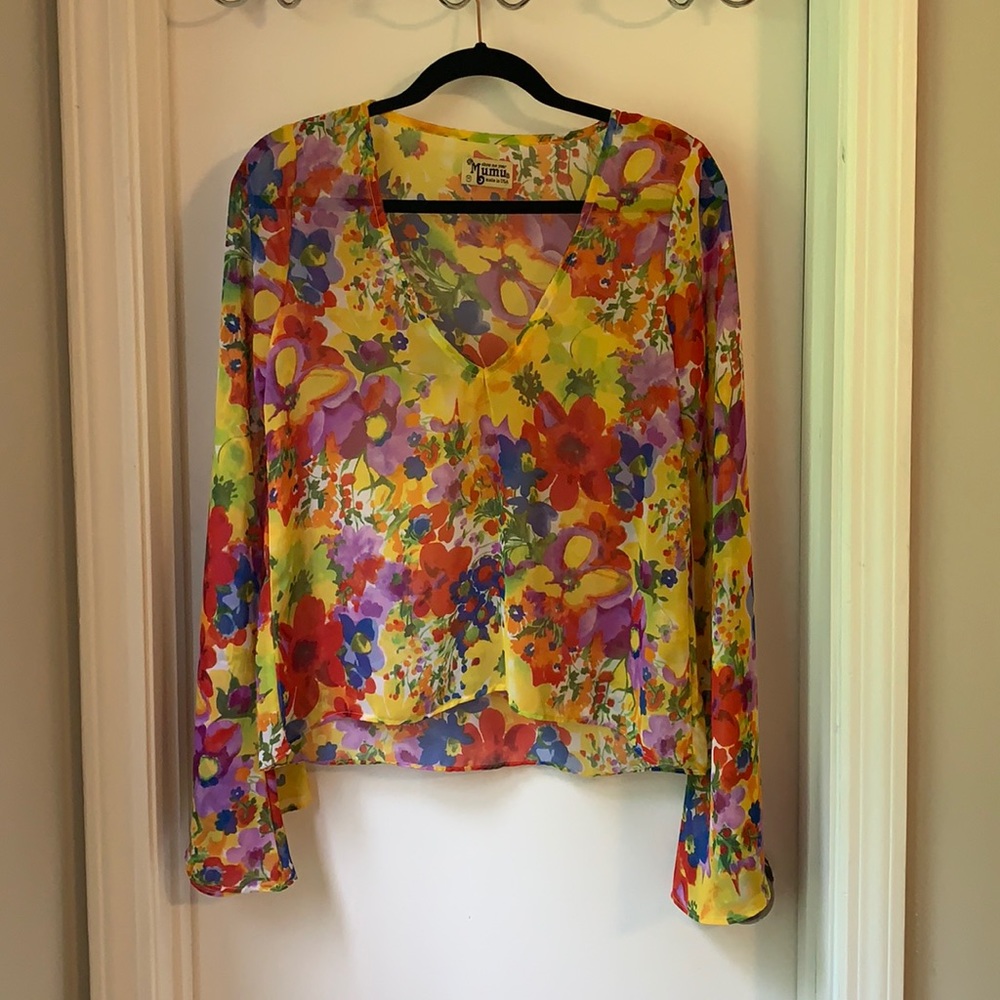 Show Me Your MuMu bell sleeve v-neck blouse